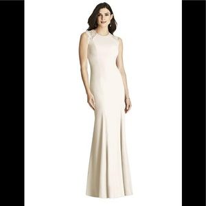 Dessy Collection 3015 lace crepe trumpet gown